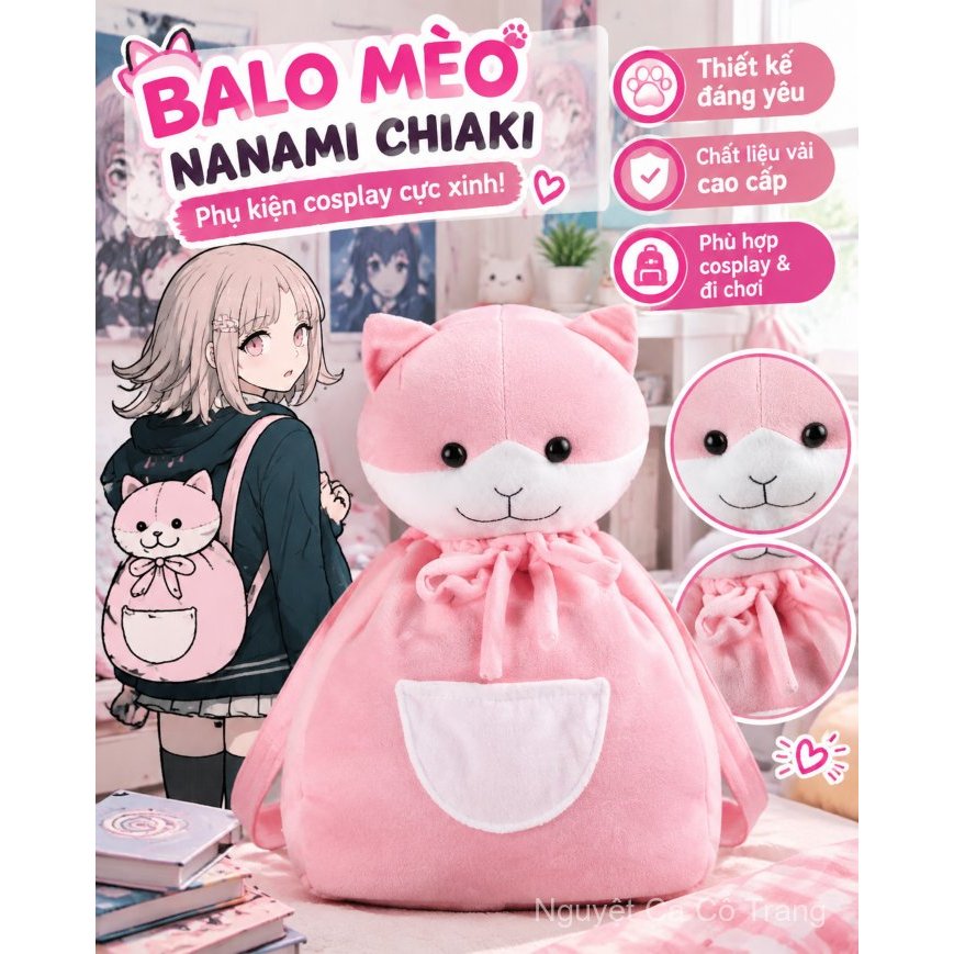 Ba lô cosplay Danganronpa Nanami Chiaki ba lô mèo đạo cụ cosplay
