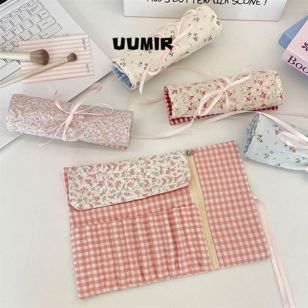 UUMIR Túi đựng cọ trang điểm UUMIR, Khe cắm bút Vệ sinh mỹ phẩm di động, Dụng cụ làm đẹp công suất lớn hoa