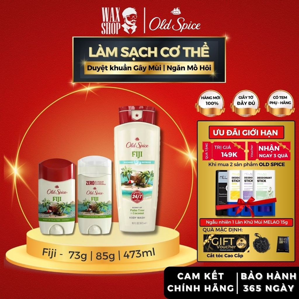 Lăn khử mùi, sữa tắm Old Spice Fiji 73g | 85g | 473ml chính hãng, lăn nách, sáp khử mùi