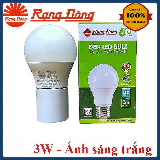 (Rạng Đông) Bóng đèn Led bulb tròn 3W - Đui E27 - Siêu sáng - Tiết kiệm điện - Bóng 3W MPE