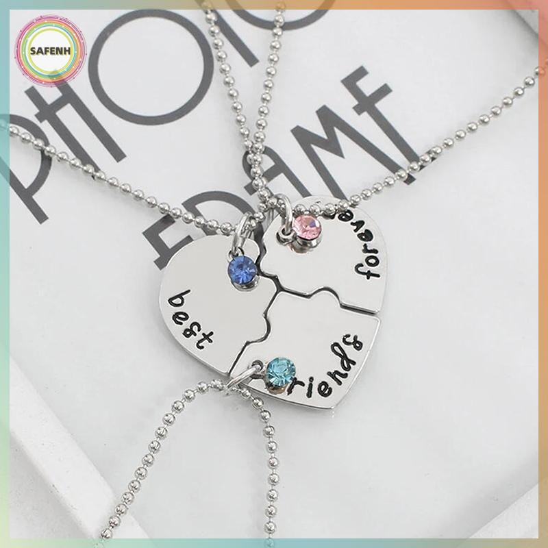 SAFENH 3 Cái / bộ Trái Tim Chia Mặt Dây Chuyền Vòng Cổ Người Bạn Thân Nhất Bff Tình Bạn Cặp Đôi Vòng