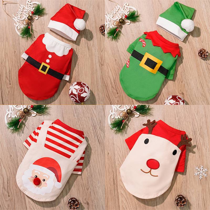 Pet Dog Cat Santa Claus Pet Costume Autumn and Winter Warm Clothes Winter Winter Bichon Teddy Small 