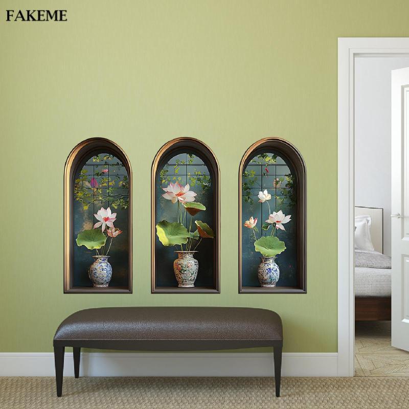 FAKEME 3 Cây Dán Tường Phông Nền Trang Trí Tường Đề Can PVC Giấy Dán Tường Cho Phòng Khách Nền Trang