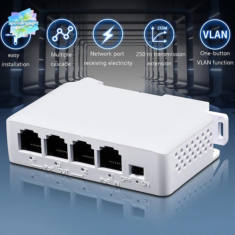 [SPGH] Bộ lặp mở rộng PoE chống nước 4 cổng cho Camera IP NVR PoE Switch Network Hot