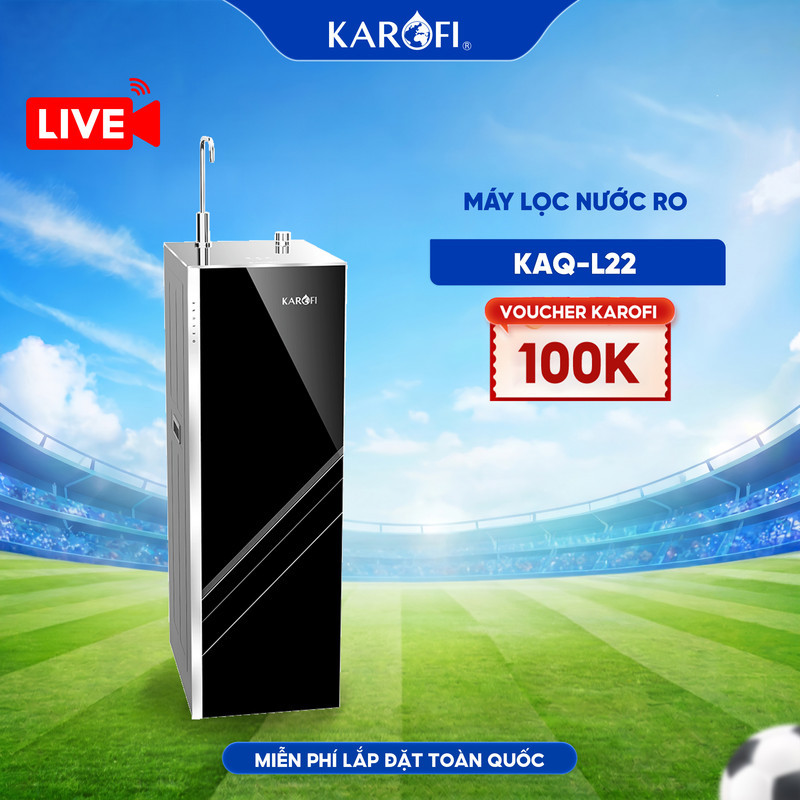 [LIVE] KAQ-L22 Máy lọc nước RO Mỹ 12 lõi KAROFI - Bổ sung lõi Hydro ion kiềm + 1 lõi T33 Nano, Aiote