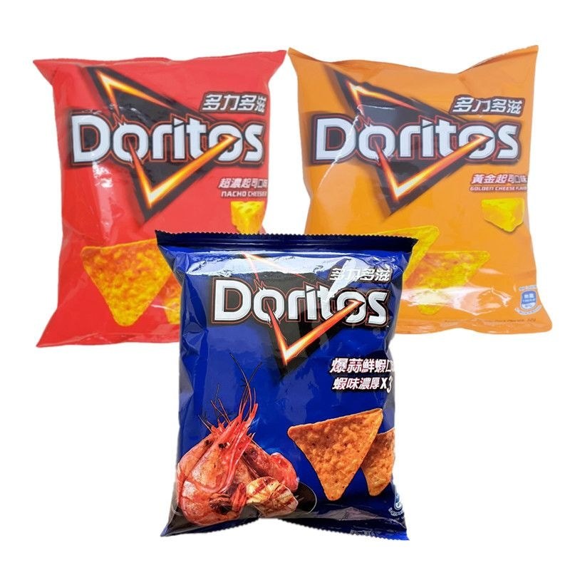 Sản xuất tại Đài Loan Doritos Corn Flakes Phô mai vàng Phô mai siêu dày Tỏi Popped Tôm tươi Phô mai 