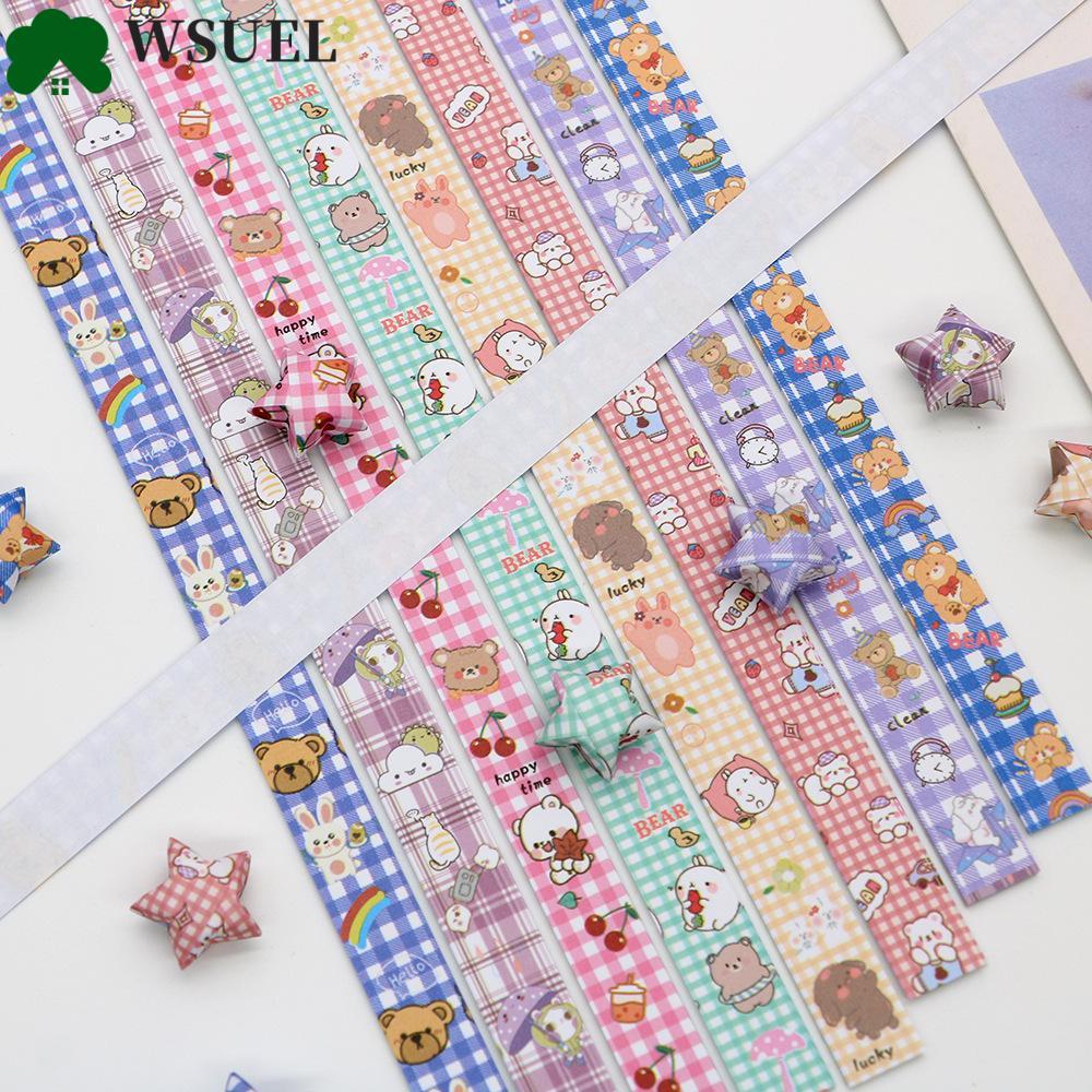 WSUEL Origami Stars Paper, Star Paper Strips Handmade Star Folding Paper, Kawaii Delicacy Paper Craf