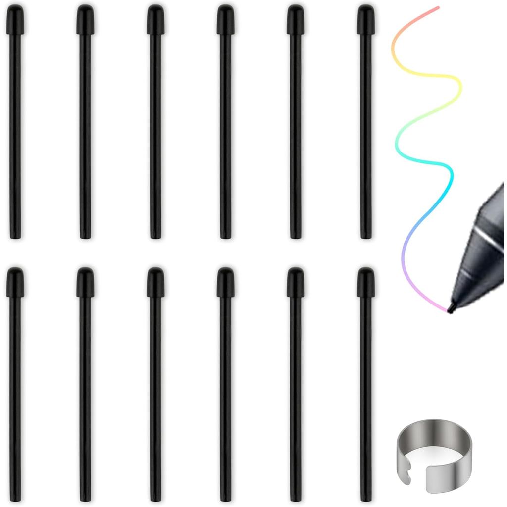 Núm bút tiêu chuẩn RUPDA cho WACOM, 12 đầu bút nạp lại thay thế màu đen cho Wacom Intuos Pro, Wacom 