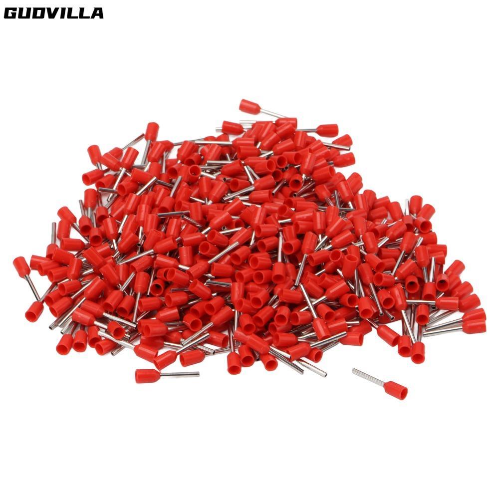 GUDVILLA 1000 Chiếc Thiết Bị Đầu Cuối Ferrules Cách Nhiệt, Bộ Đầu Nối Ferrule Dây Chất Liệu Đồng E05
