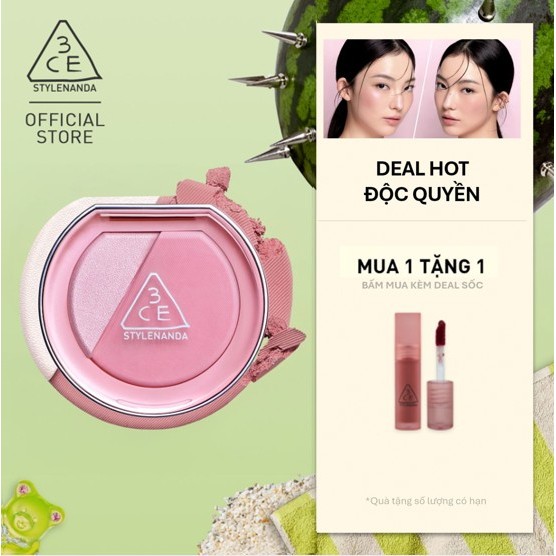 Phấn Má Hồng Bắt Sáng 3CE Blushlighter 2-Trong-1 Đa Năng, Dễ Tán, Tệp Da, Lâu Trôi, Rạng Rỡ Suốt Ngày Dài