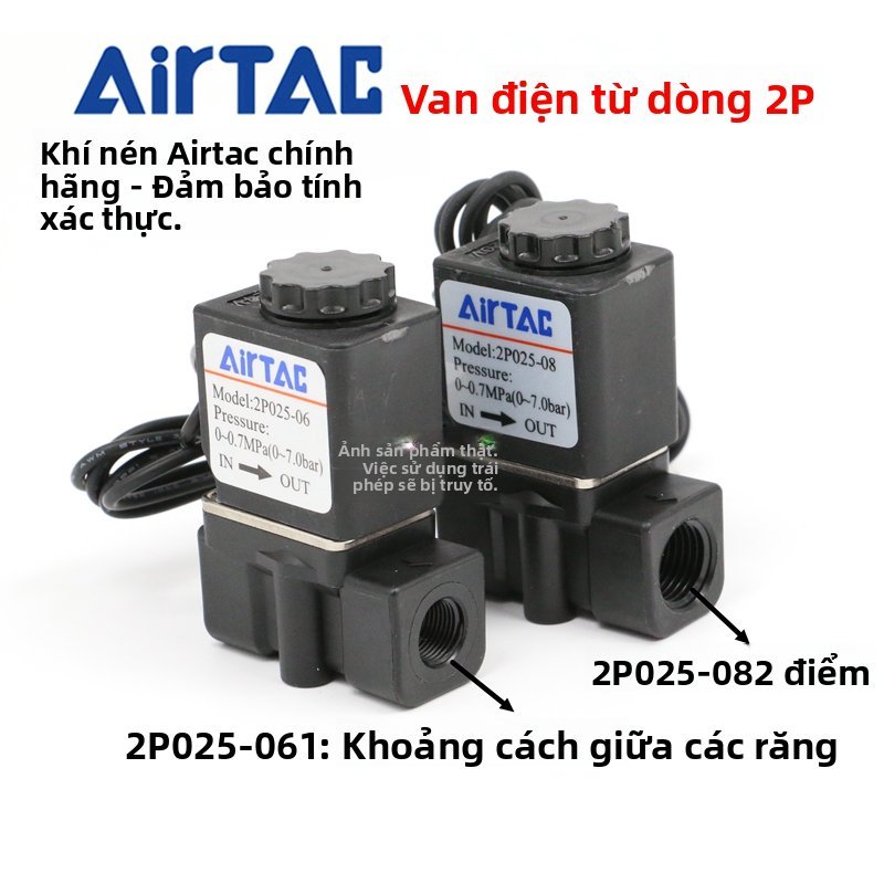 Van điện từ tác động trực tiếp hai vị trí hai chiều bằng nhựa Airtac chính hãng 2P025-08/06-A/B  Air