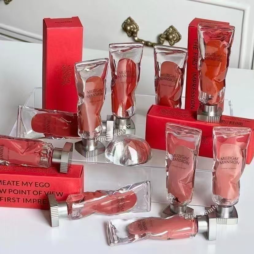 Hàn Quốc Muzigae Mansion Ice Cube Lip Gloss Pigment Lipstick Không Dễ phai Dip Cup Matte Lip Gloss L