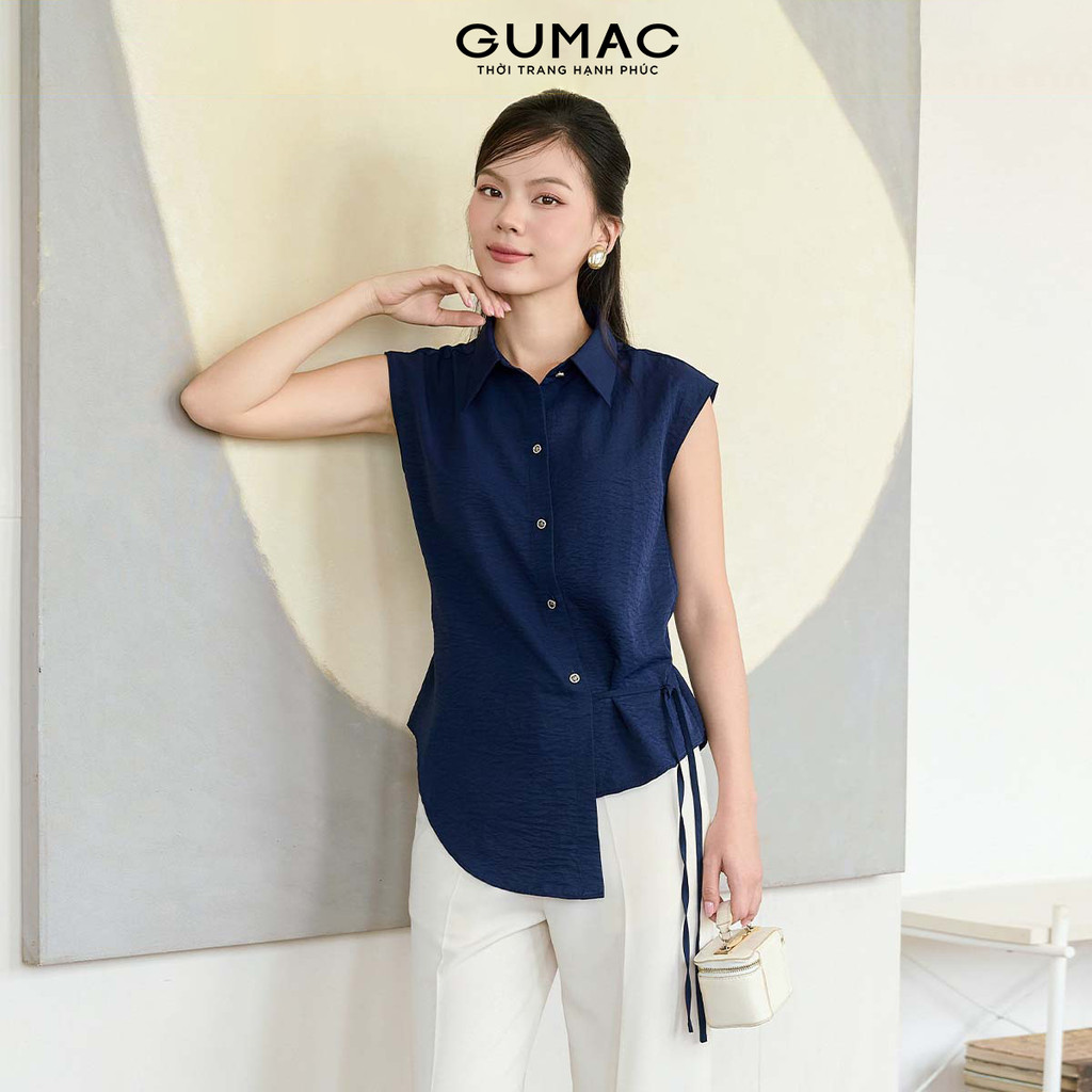 Áo Sơ Mi Nữ Kiểu Phom Rộng Vừa Cột Dây Eo Cách Điệu Thời Trang GUMAC AF11055