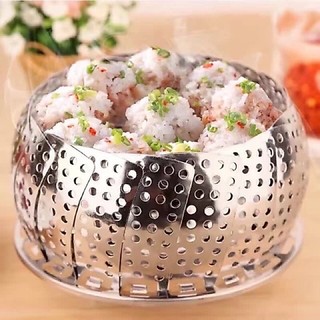 Vỉ hấp inox 3 chân có lỗ thoát hơi-Vỉ hấp thực phẩm gấp gọn, tiện lợi dùng cho nồi thường và nồi hấp