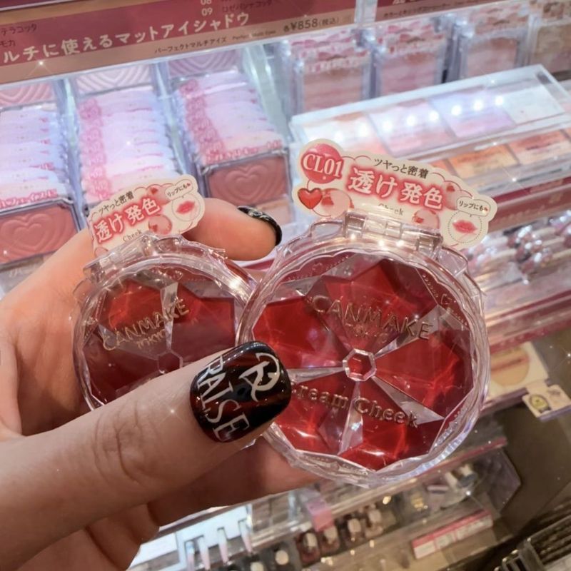 【新色】CANMAKE/井田梦幻腮红膏胭脂珠光高光单色持久CL01断. 货王Japanese Canmake powder blusher cream CL01 natural and lasting