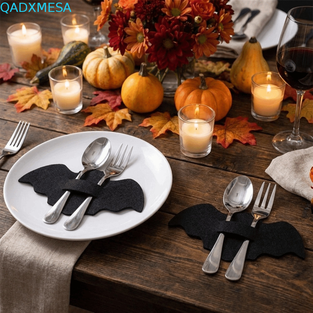 ADAMESXQB 12 Vỏ dao kéo mạng nhện Halloween, Túi dao kéo dơi đen cầm tay, Túi đựng dao kéo trang trí