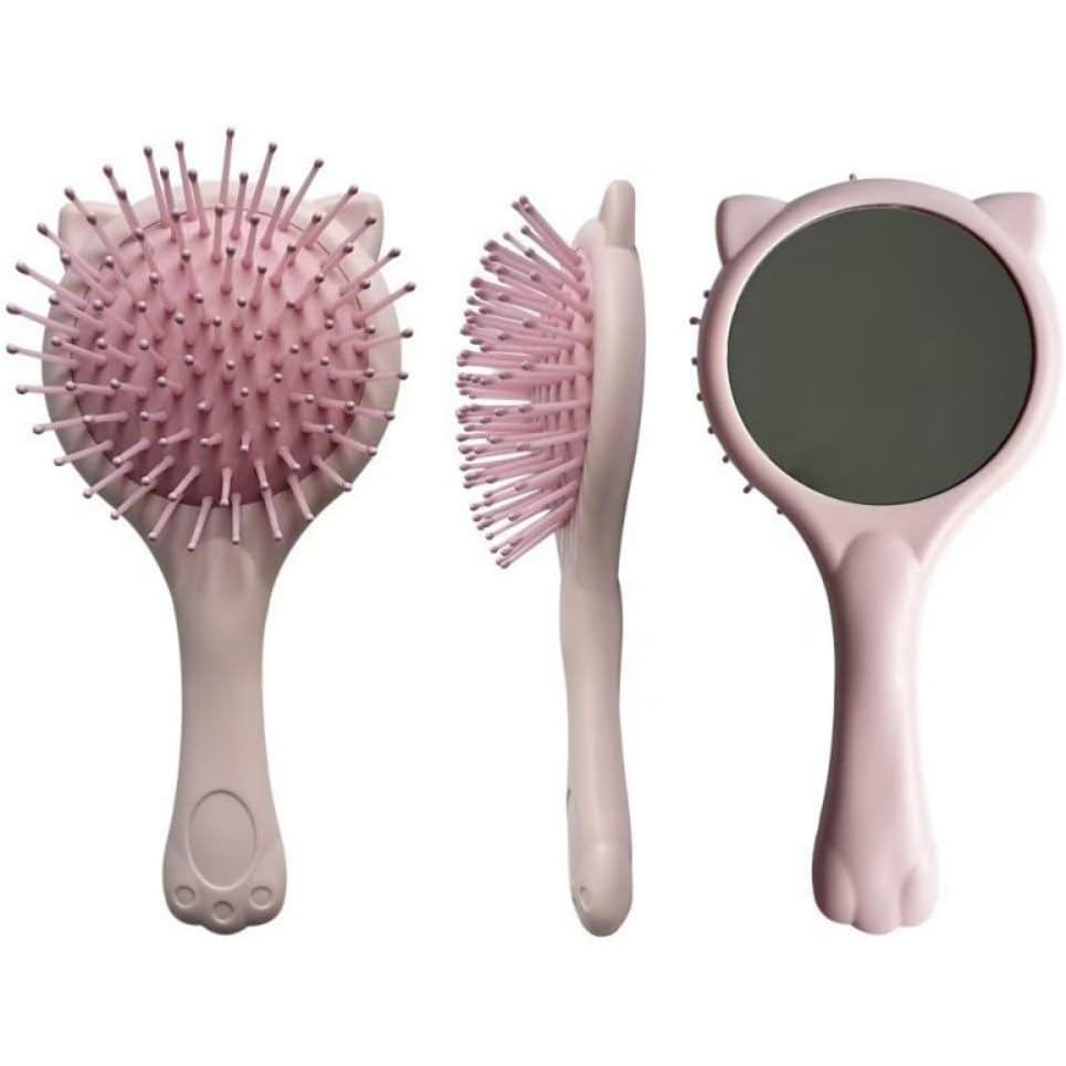EarHairBrushwithMirror|CuteAirCushionCombforNữ, PortableScalpMassageHairbrushforHome & Travel35-1 J6