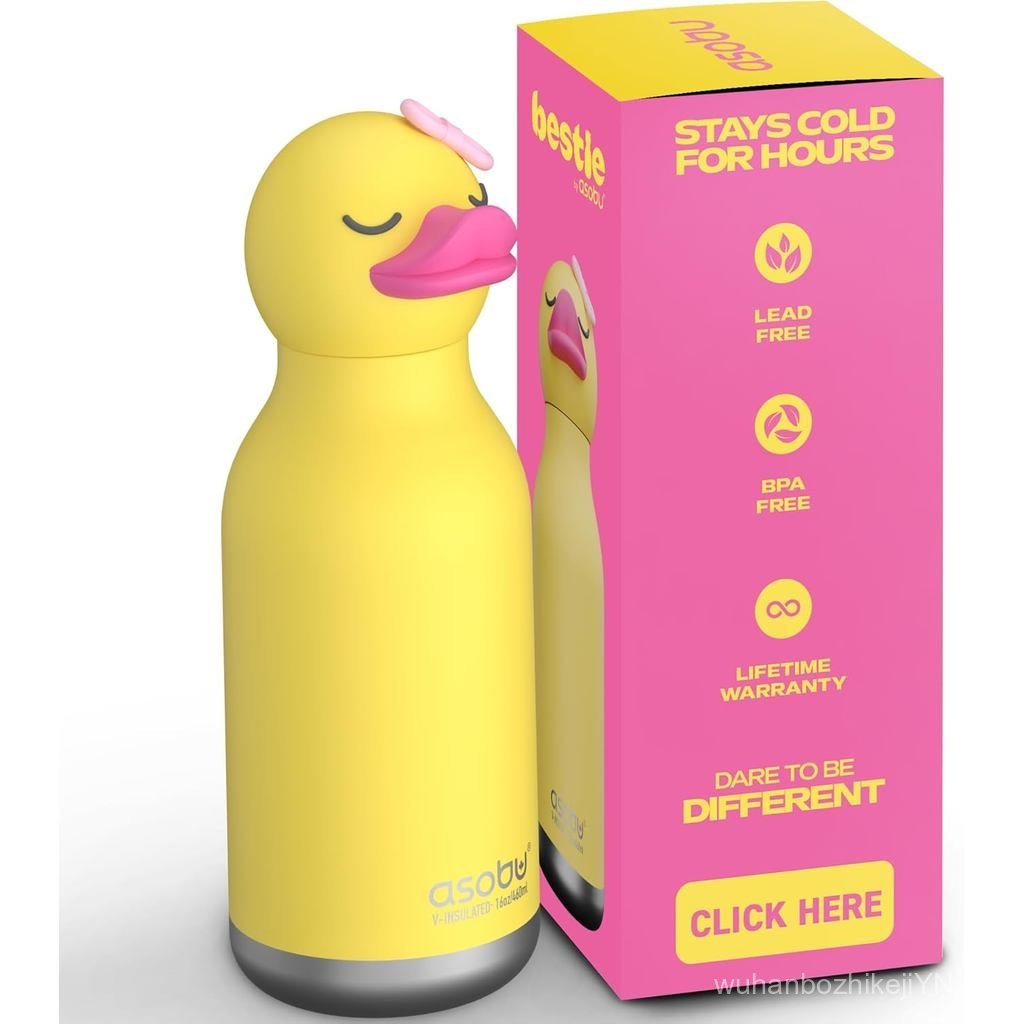 Asobu Bestie Chai Nước Inox Cách Nhiệt Có Thể Tháo Rời Đầu Động Vật Mềm Uống Vui Nhộn Cho Trẻ Em Và 