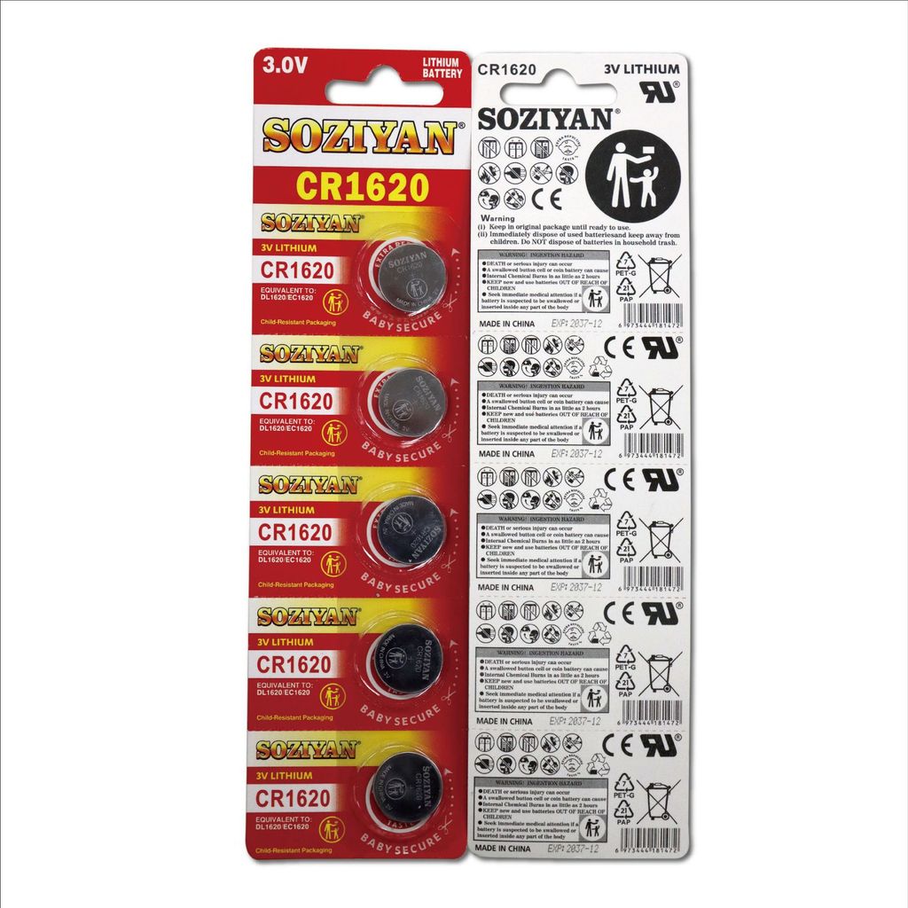 SOZIYAN CR1620 Nút Pin An Toàn Quần Áo Trẻ Em cr1620 Pin Lithium 3v CR1620