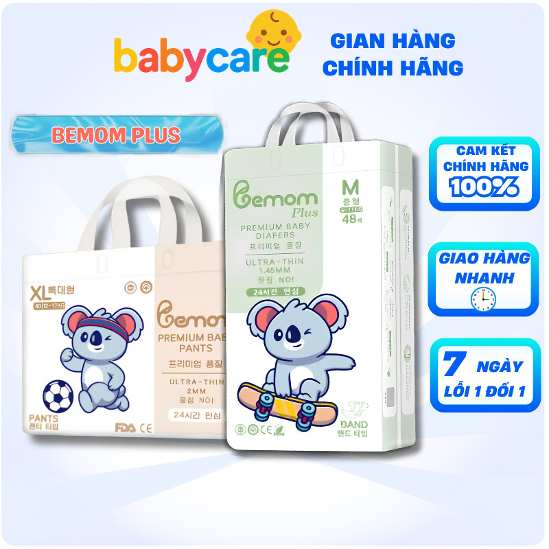 [Combo 2 Bịch ]Tã/Bỉm Bemom Plus, Bỉm đêm Hàn Quốc Đủ Size Cho Bé Size XXL 36 Miếng từ ≥15kg