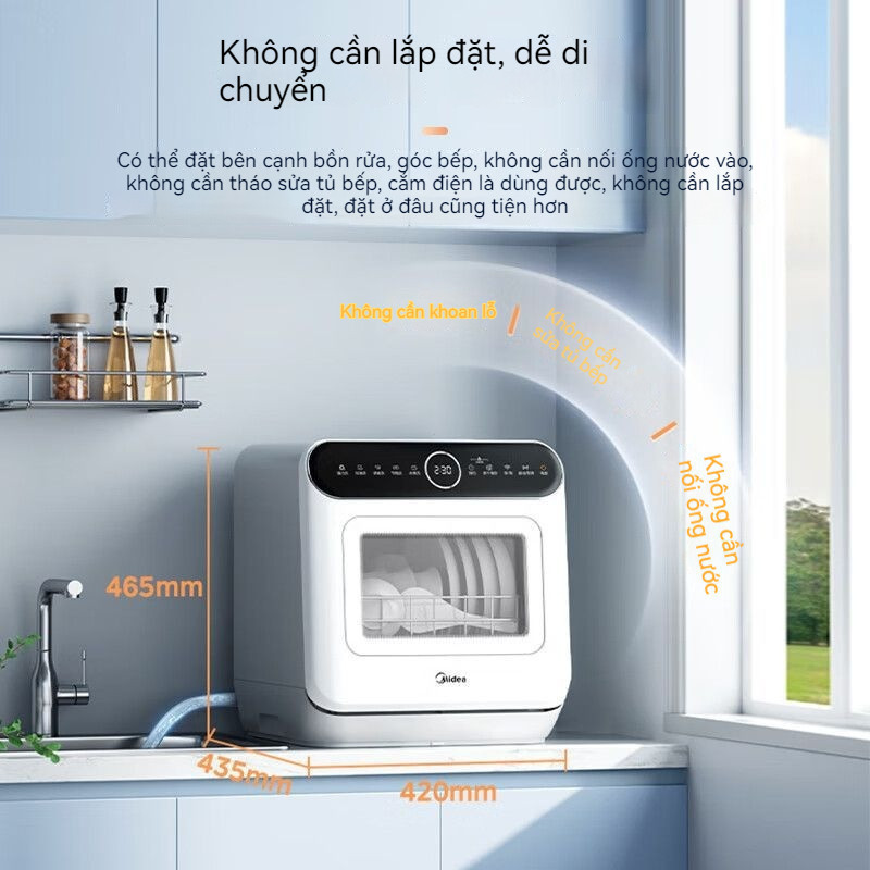 NEW-N2-&3Máy rửa chén để bàn, Máy rửa chén không cần cài đặt 99,99% khử trùng, Máy rửa chén IZ84
