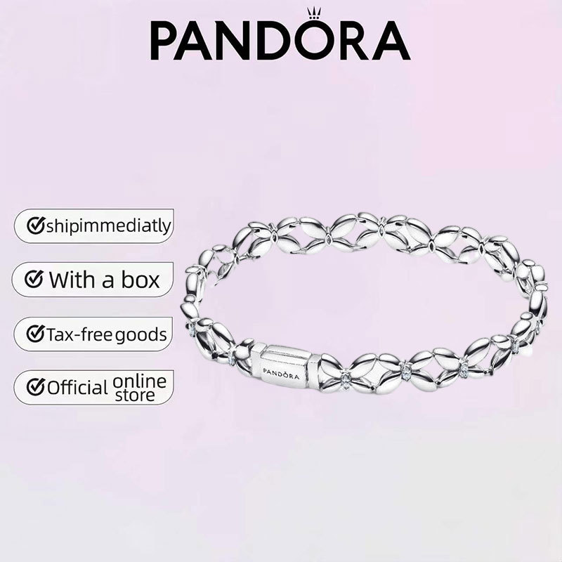 Vòng tay liên kết bướm Pandora Bạc 925 Trang sức Quà tặng tinh tế Bộ quà tặng cặp đôi