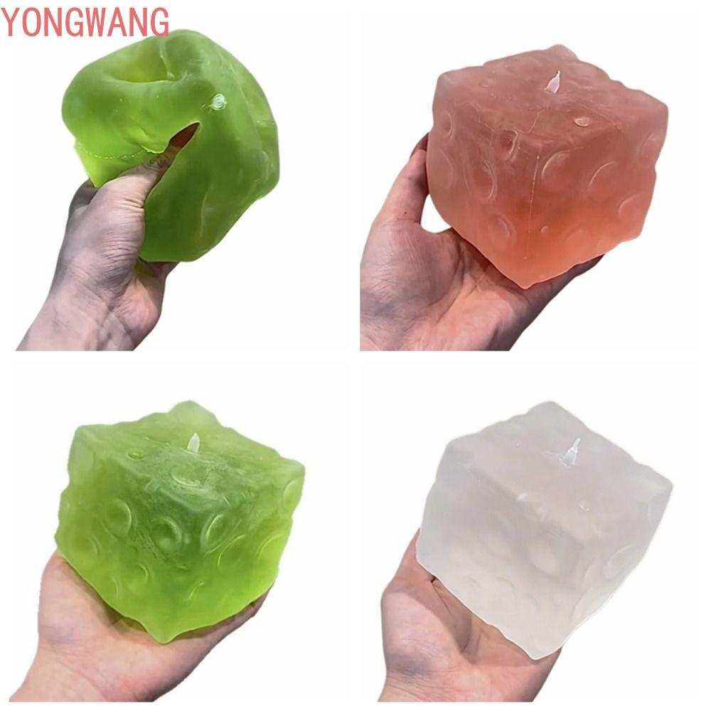 YONGWANG66ZX Cheese Cube Ball, Square Frosted Matte Cheese Squishy Toy, Creative Non-Bounce Super So