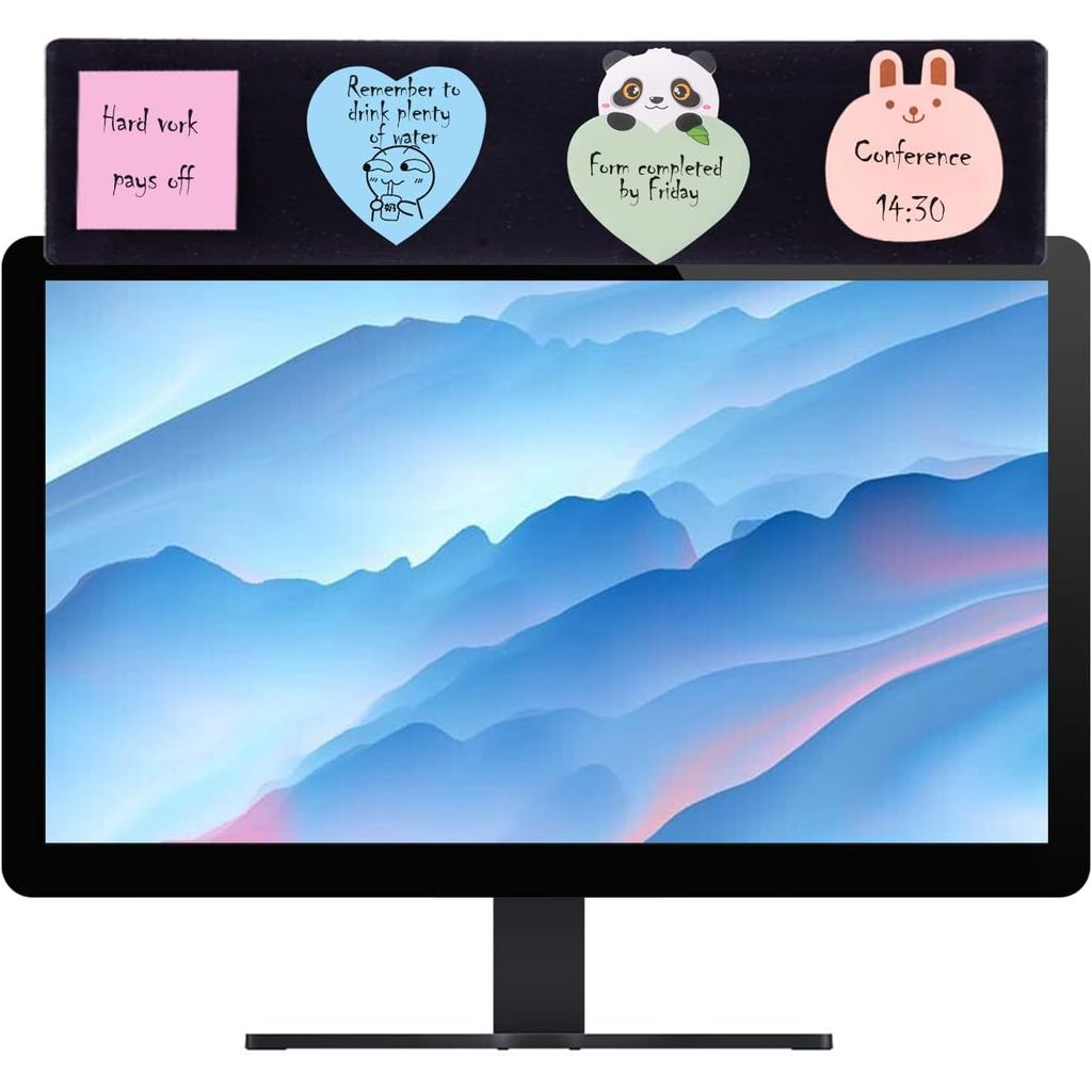 Bảng ghi nhớ màn hình màu đen Top Mount, Giá đỡ ghi chú màn hình 18 ", Bảng dính, Bảng tin cho màn h