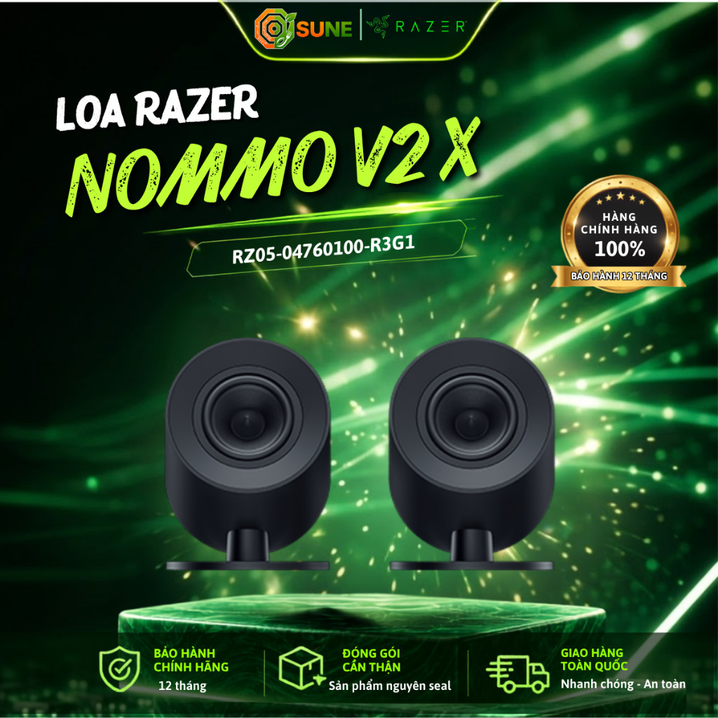 Loa Gaming Razer Nommo V2 X Full-Range 2.0 PC Gaming Speakers Two 3” Full-Range Drivers THX Spatial 