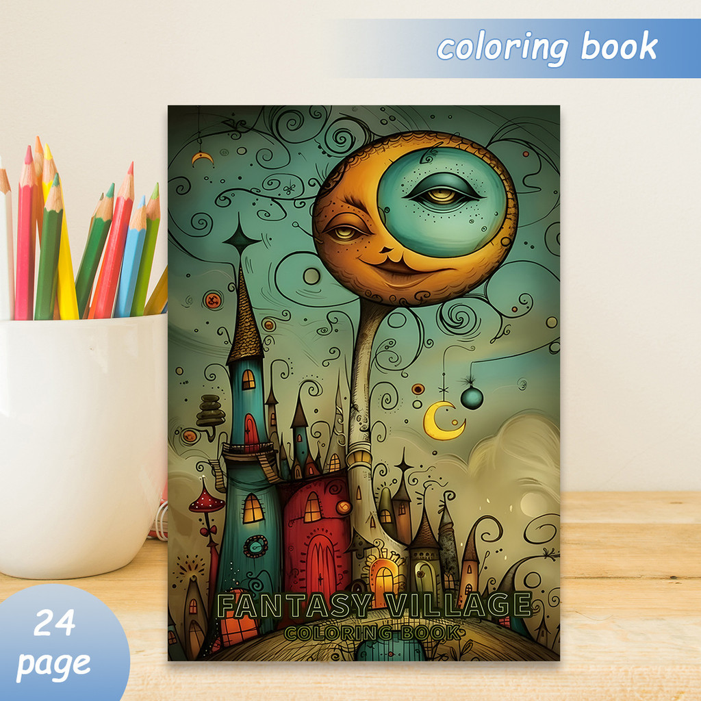 Hàng sẵn có Vận chuyển nhanh Phong cách mới Bán chạy A4 Fantasy Village Coloring Book Coloring Book 