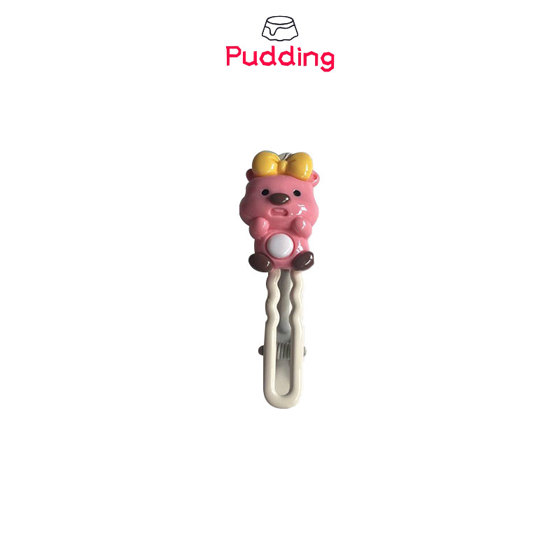 [pudding] Kẹp tóc hoạt hình Pink Little Beaver Kẹp tóc Loopy dễ thương Kẹp tóc bên những người bạn t