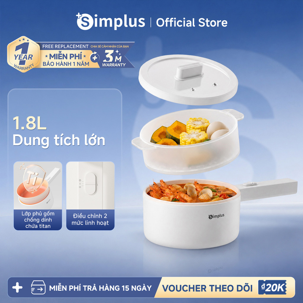 Simplus Nồi Lẩu Điện Đa Năng Dung tích 1.5L DZGH002 - Bảo Hành 1 Năm 1 Đổi