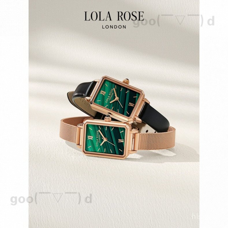 Lola Rose Green 20 * 27mm Đồng hồ nữ Dây da Giá cả phải chăng Đồng hồ sang trọng Retro Con công Xanh