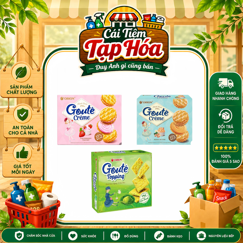 Bánh Quy Kem Goute Creme Orion 40g Nhiều Vị | Dâu Sữa Chua - Bơ Đậu Phộng - Matcha | Bánh Ăn Vặt Ori