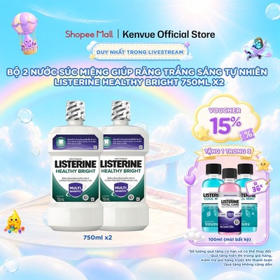 [LIVE] Combo 2 Nước súc miệng làm trắng răng LISTERINE HEALTHY BRIGHT 750ml