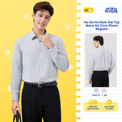 [BST EASY OFFICE] Áo Sơ-mi Nam Yody Dài Tay Nano Kẻ Caro Phom Regular TRA MOSH26A005