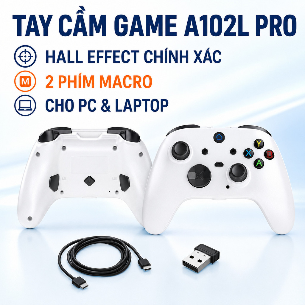 Tay Cầm Chơi Game A102L Pro Có Dây Và S102 Bluetooth Không Dây, Hall Effect, 2 Macro Gamepad Chơi FC