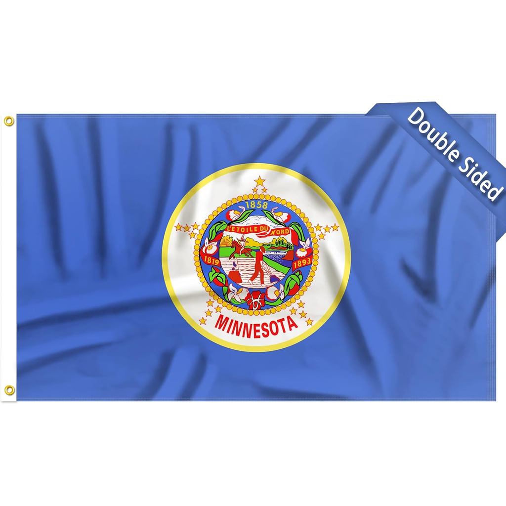FLAGWIN Cờ Minnesota 3x5 FT - Cờ Polyester hai mặt 3 lớp có rãnh bằng đồng thau - Màu sắc sống động 