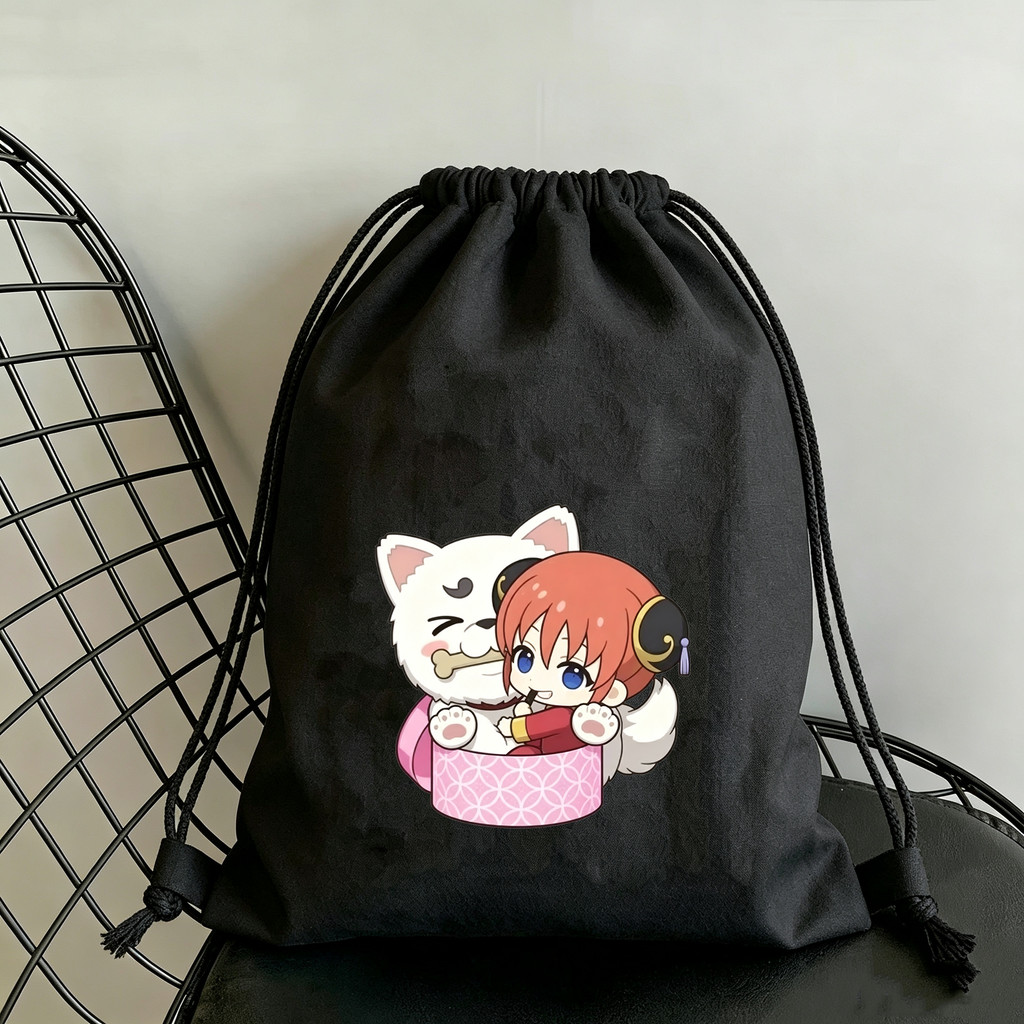 Dễ Thương Chibi Kagura Sadaharu Gintama Dây Rút Bao Anime Merch Vải Dây Rút Ba Lô Tập Gym Ngoài Trời