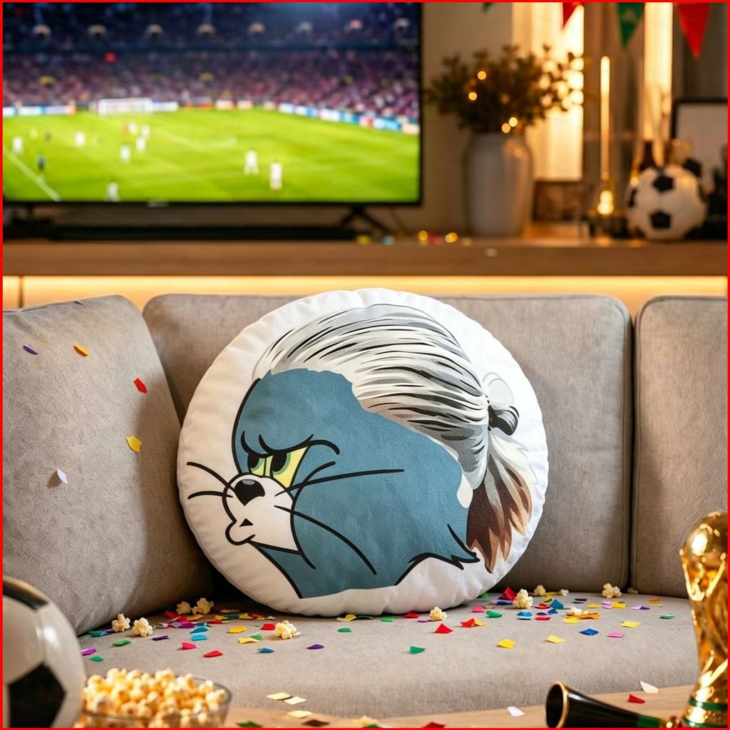PF Tom Và Jerry Tom Cat Haaland Meme Plushie Ngộ nghĩnh Quạt Bóng Đá Đệm Hoạt Hình Sofa Trang Trí Qu