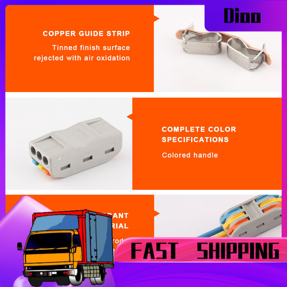 Dioo 20 CHIẾC 11-28AWG PCT-2-3 Dây cáp điện Dây nối dây nhanh dẫn Khối đầu cuối