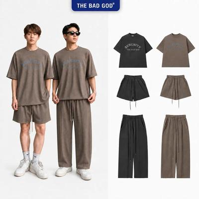 Set Bộ Streetwear Nam The Bad God GreyStill | Áo Thun Boxy Cotton 100% 250gsm + Quần Short/Quần Dài