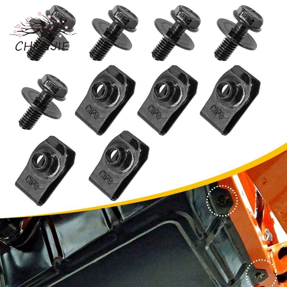 CHENJIE 5 / 10 chiếc Kẹp đai ốc ô tô, M6 Splash Shield Guard Bu lông thân xe, Splash Shield Guard Bl