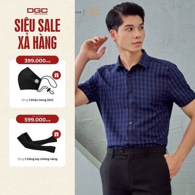 Áo Sơ Mi Nam Ngắn Tay DGC Dáng ôm Slim Fit , Phong Cách Trẻ Trung - SASNBB13M