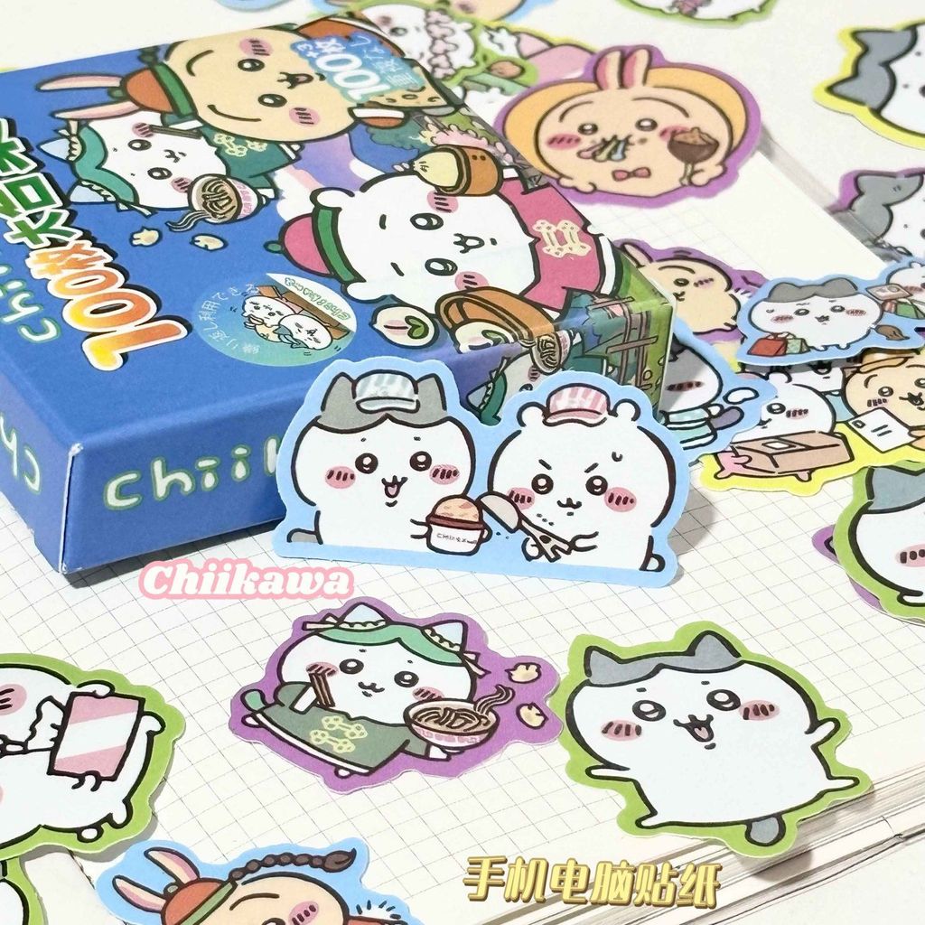 100 Tờ Chiikawa Đóng Hộp Dán Hoạt Hình Dễ Thương Emoticon Gói Chiikawa Chiikawa Sổ Tay Trang Trí Chấ