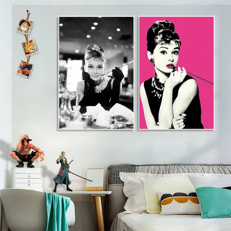Scandinavian Classic Vintage Wall Art Audrey Hepburn Breakfast at Tiffanys HD Canvas Poster Print Ho