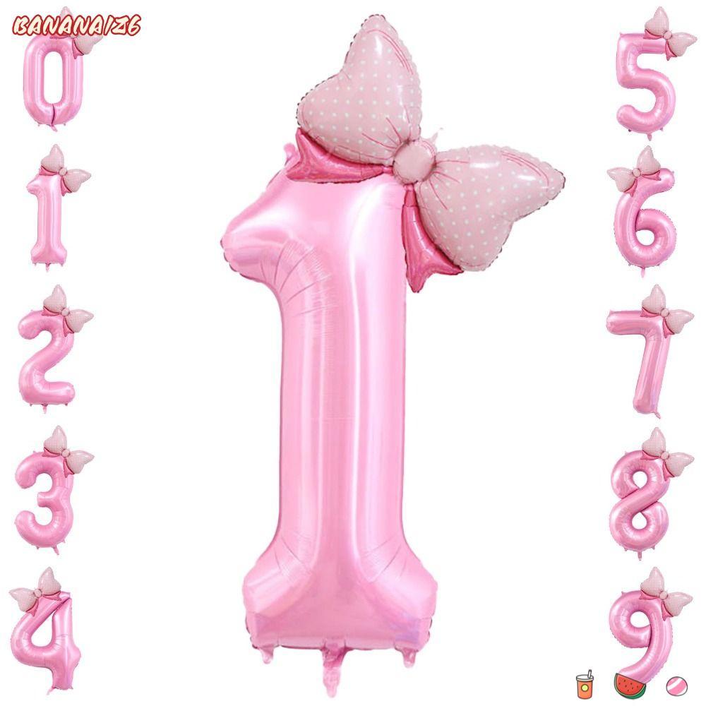 BANANA1Z6 Quả bóng số sinh nhật, Đồ trang trí sinh nhật cho bé gái Bóng bay số Jumbo, Tiệc Ballons S