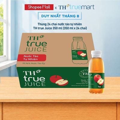 Thùng 24 chai nước trái cây TH true JUICE táo tự nhiên 350 ml (350 ml x 24)