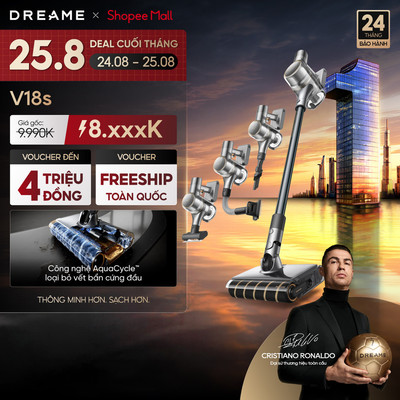 Dreame V18s Máy hút bụi cầm tay không dây | lực hút siêu mạnh 230AW | thay đổi đầu hút linh hoạt | BH 24 tháng