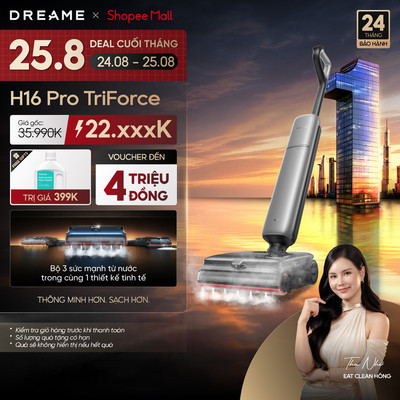 Dreame H16 Pro Triforce Máy hút bụi lau sàn hơi nước 200ºC | giặt nóng 95°C | lau sàn với bọt chuyên sâu | BH 24 tháng